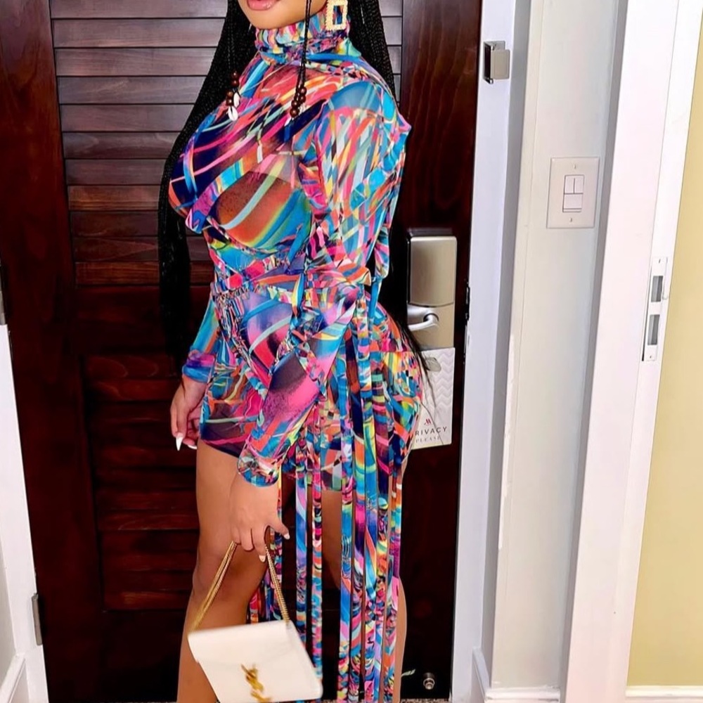 Colorful Mesh Mini Dress WORN ONCE